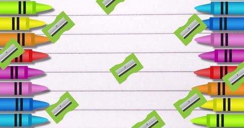 Colorful Crayons Lined with Pencil Sharpeners - Download Free Stock Images Pikwizard.com