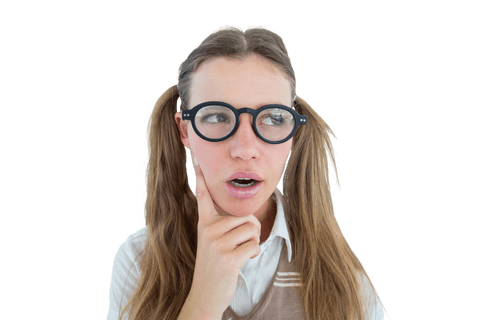 Transparent Geeky Girl Wearing Glasses Thinking Deeply - Download Free Stock Videos Pikwizard.com