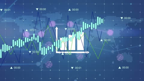 Digital Global Data Analysis Over World Map Concept