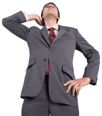 Thoughtful Young Businessman Contemplating on Transparent Background