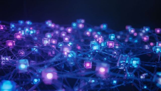 Futuristic Glowing Cubes Highlighting AI Digital Network