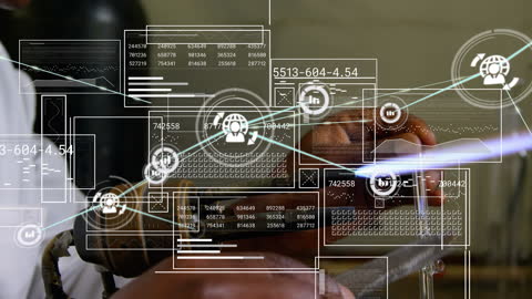 Scientist Analyzing Digital Data Networks in Futuristic Laboratory