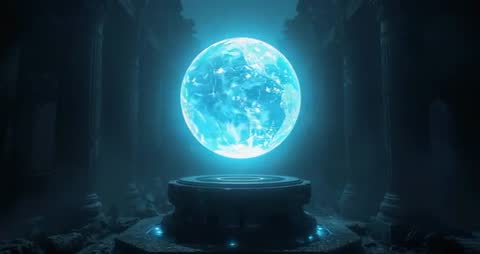Ancient Temple: Holographic Earth Projection Rotation