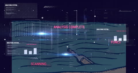 Holographic Data Analysis Over Ocean Animation Concept