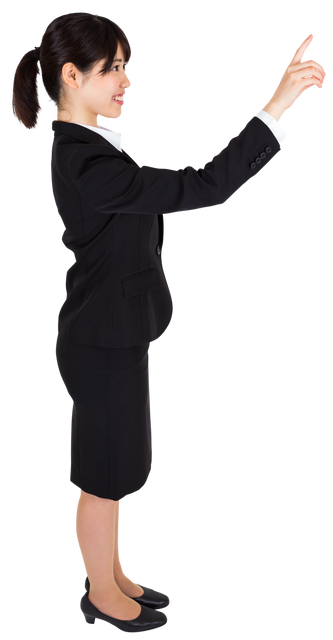 Businesswoman Pointing Upwards on Transparent Background - Download Free Stock Videos Pikwizard.com