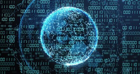 Digital Globe Encased in Binary Code and Data Network Visualization - Download Free Stock Images Pikwizard.com
