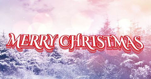 Merry Christmas Greetings Over Snowy Forest Background - Download Free Stock Images Pikwizard.com