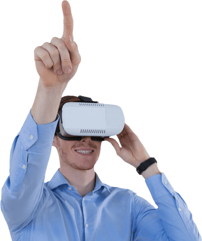 Caucasian Man in VR Headset Interacting Transparent Background - Download Free Stock Videos Pikwizard.com
