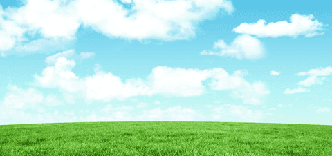 Transparent scenic meadow with blue sky and clouds
