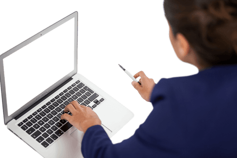 businesswoman using laptop in office with transparent background - Download Free Stock Videos Pikwizard.com