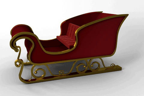 Elegant claret christmas sleigh illustration on transparent background