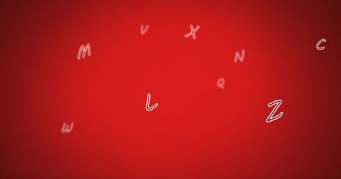 Floating alphabet letters on vibrant red background