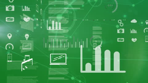 Abstract Financial Data Animation on Green Background