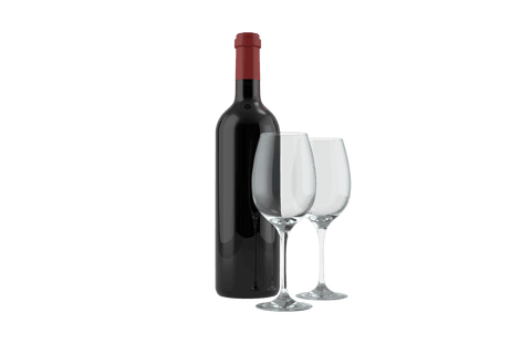 red wine bottle and clear glasses on transparent background - Download Free Stock Videos Pikwizard.com