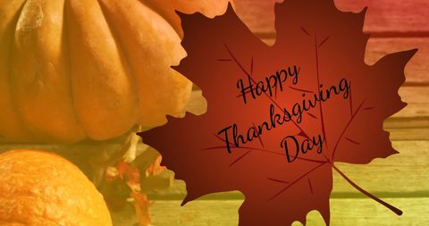 Thanksgiving Day Greeting with Pumpkins and Autumn Leaves - Download Free Stock Images Pikwizard.com