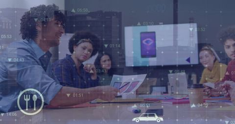 Digital innovation team collaborating in modern office