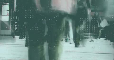 Futuristic City Life with Abstract Digital Overlays