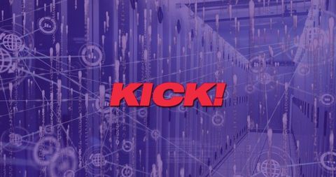 Futuristic Cybersecurity Innovation in Server Aisle with Bold Graphics