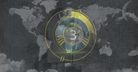 Countdown Graphic Over Dark World Map Background - Download Free Stock Images Pikwizard.com