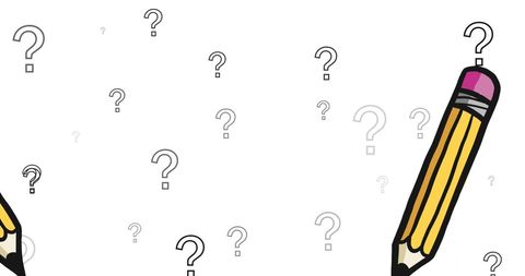 Pencil with question marks implies education decision-making