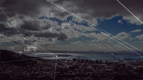 Digital Network Interface Over Expansive Cityscape