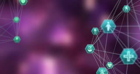 Digital Medical Network with Floating Icons