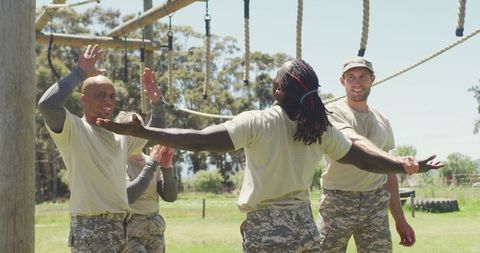 Diverse Soldiers Celebrating Successful Military Training - Download Free Stock Images Pikwizard.com