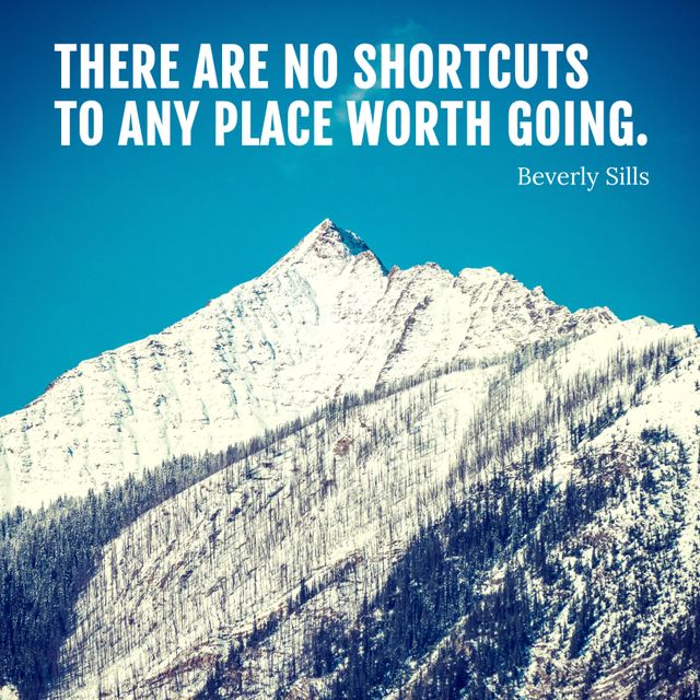 Suitable for blogs, motivational posters, social media posts, and presentations. Ideal for inspiring individuals to stay determined and persevere through challenges, just like scaling a snow-capped mountain requires endurance.