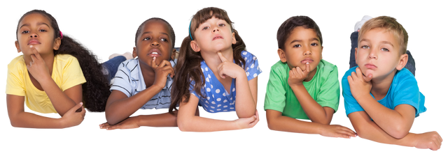 Pensive diverse children lying down on transparent background - Download Free Stock Videos Pikwizard.com