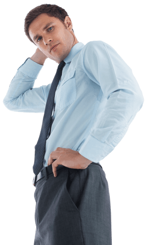 Transparent Business Professional Thinking with Hand on Head