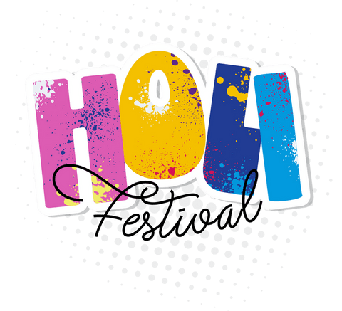 Transparent holi festival painted letters design