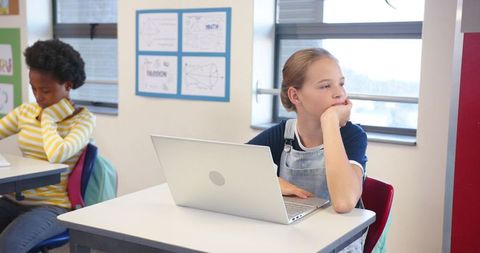 Diverse Students Engaged in Digital Learning in Classroom