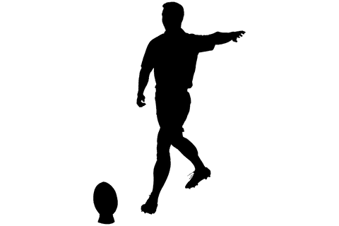 Silhouette of Rugby Player Kicking on Transparent Background