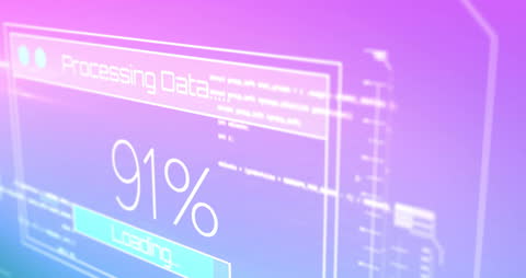 Futuristic Digital Data Processing Animation Over Pink Gradient