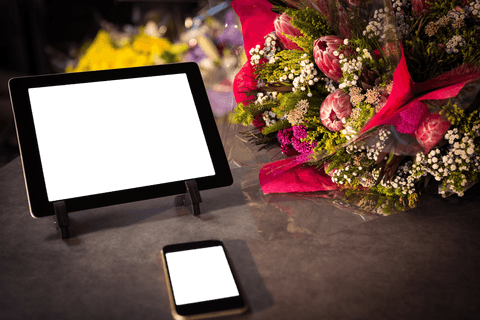 transparent screen devices with flower bouquet display - Download Free Stock Videos Pikwizard.com