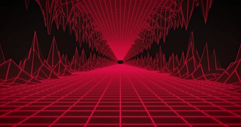 Glowing Red Grid Tunnel with Retro Futuristic Vibes - Download Free Stock Images Pikwizard.com