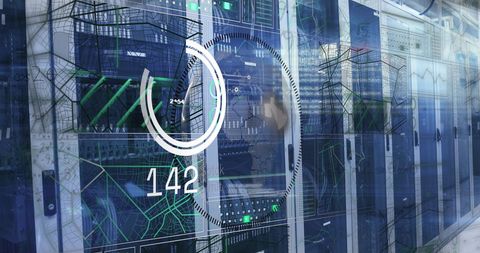 Digital Data Scanning Over Technology Servers Room - Download Free Stock Images Pikwizard.com