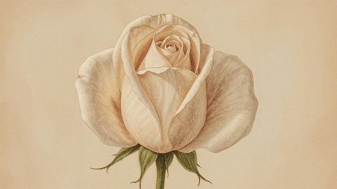 Elegant peach rose blossom illustration on neutral background