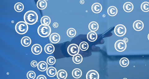 Digital Financial Concept with Euro Symbols and Mobile Phone