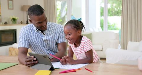 Father and Daughter Bonding Through Learning at Home