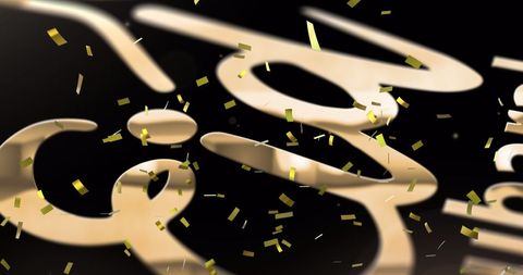 Eid mubarak gold confetti celebration on black background