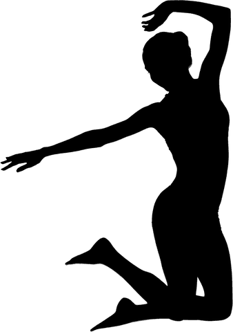 Silhouette of woman jumping on transparent background