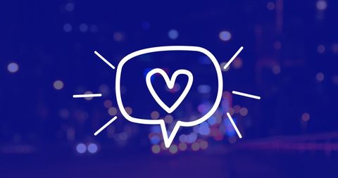 heart icon overlay on cityscape with blue night background - Download Free Stock Images Pikwizard.com