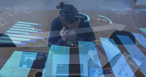 Businesswoman Analyzing Data with Innovative Digital Interface - Download Free Stock Images Pikwizard.com