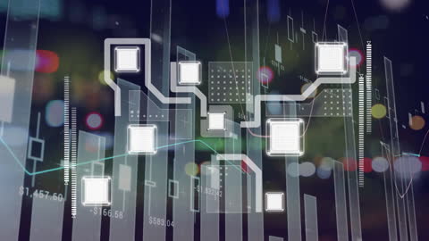 Futuristic Network Grid and Data Visualization with Digital Analytics