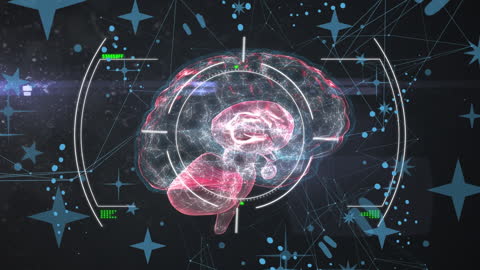 Futuristic Digital Brain Interface with Data Visualization