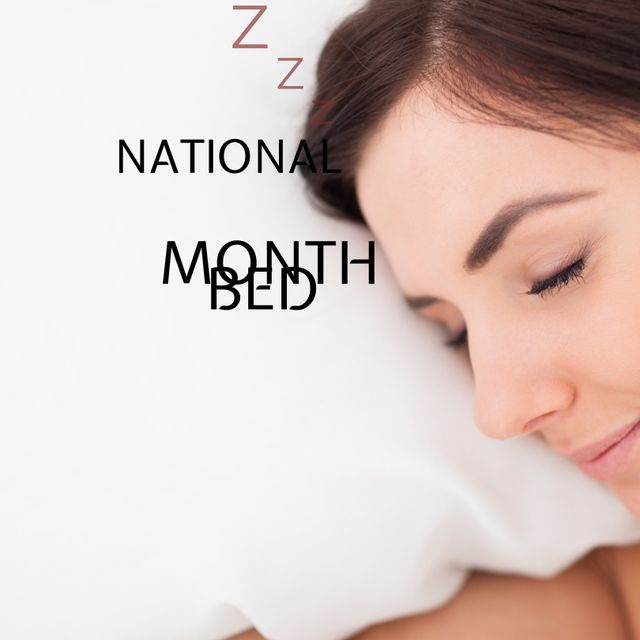 Peaceful Woman Sleeping for National Bed Month Wellness Campaign - Download Free Stock Templates Pikwizard.com