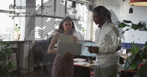 Business Team Analyzing Global Data Mapping Strategy