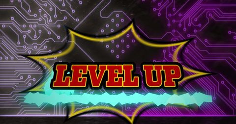 Digital level up concept on tech background