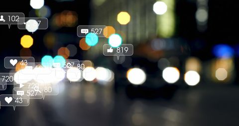 Social Media Engagement Over Urban Night Lights - Download Free Stock Images Pikwizard.com